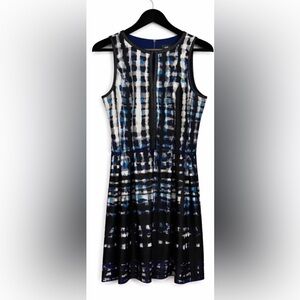 Vince Camuto Fit and Flare Dress Size 12 Black and Blue